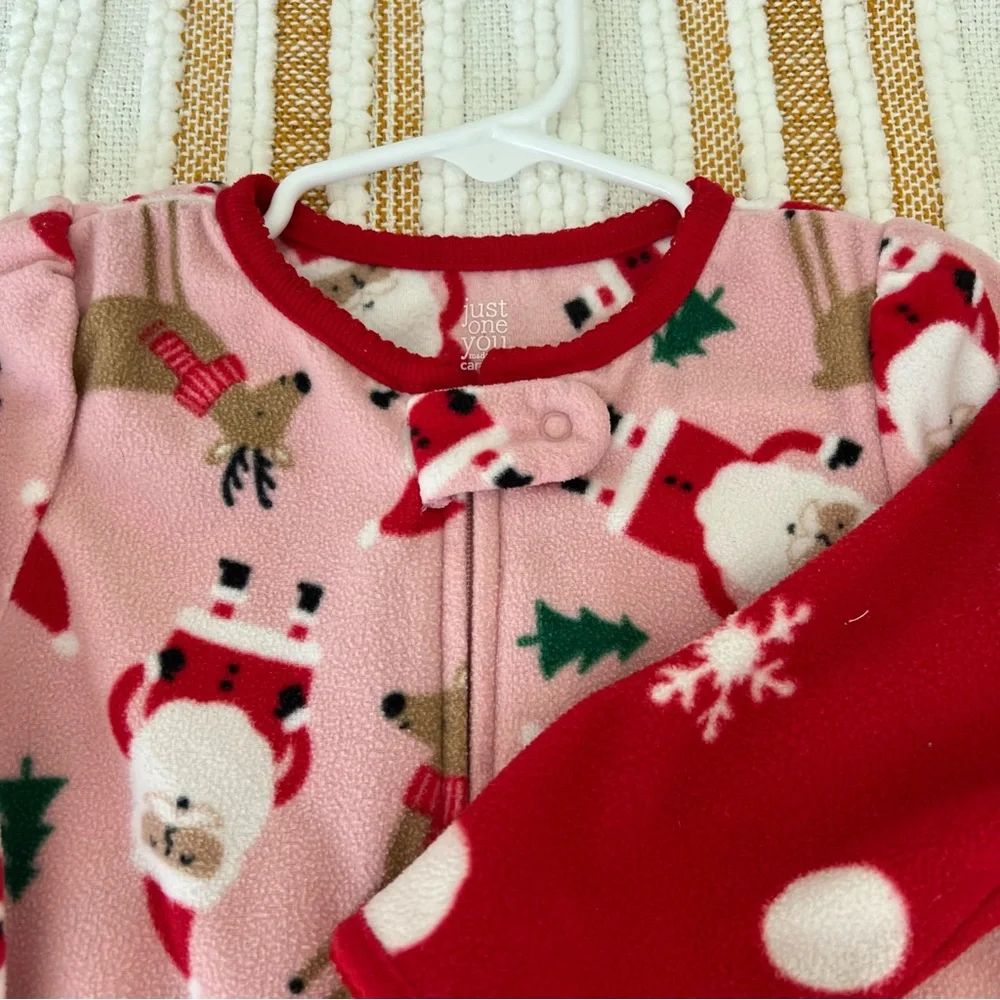 Carter's‎ Just One You Toddler Girls' Santa Fleece Footed Pajama - Red 18M